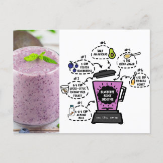 Postal receta de smoothie para estimular el arándano