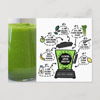 Postal Receta de Smoothie verde brillante