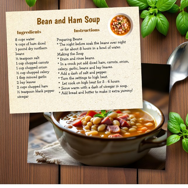 Postal Receta de Sopa de Jamón y Frijoles Casera (Subido por el creador)