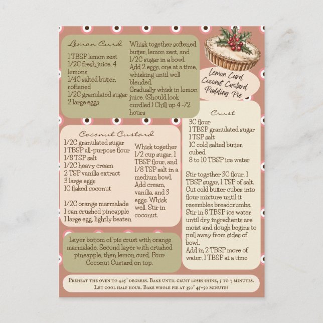 Postal Receta de toro de coco de limón curado (Anverso)