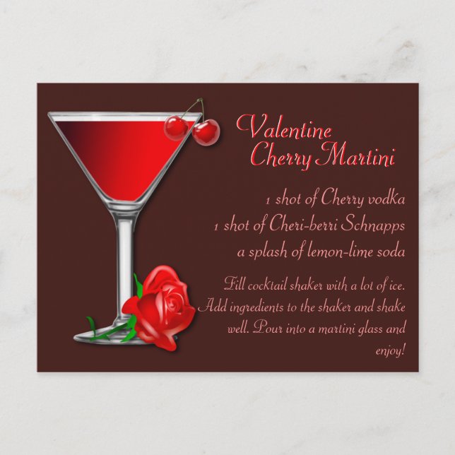 Postal Receta de Valentine Cherry Martini (Anverso)