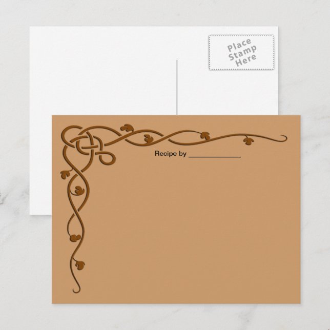 Postal Receta de Vine Blank de Leaf Marrón (Anverso / Reverso)