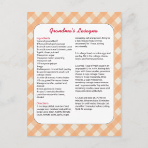 Postal Receta Favorita de la Familia Retro - Lasaña