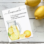 Postal Receta Lemonade Drink Watercolor Lemons<br><div class="desc">Este diseño puede ser personalizado en el área proporcionada cambiando la foto y/o el texto. O puede personalizarse haciendo clic en Personalizar esta plantilla y, a continuación, eligiendo la opción de hacer clic en el personalizar y eliminando o cambiando el color del fondo, agregando texto, cambiando el color o estilo...</div>