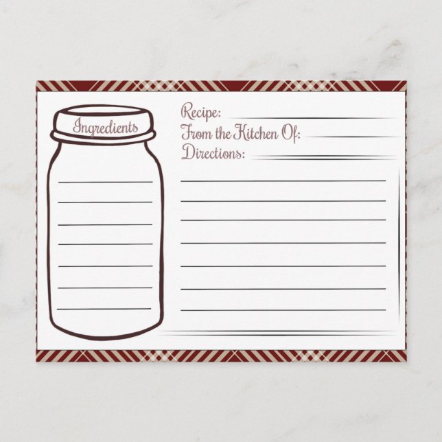 Postal receta linda de la cocina (Anverso)