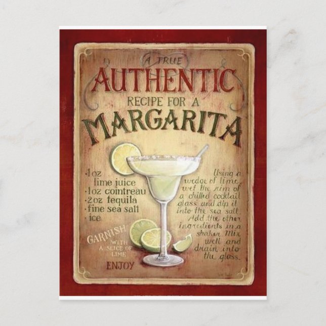 Postal receta margarita (Anverso)
