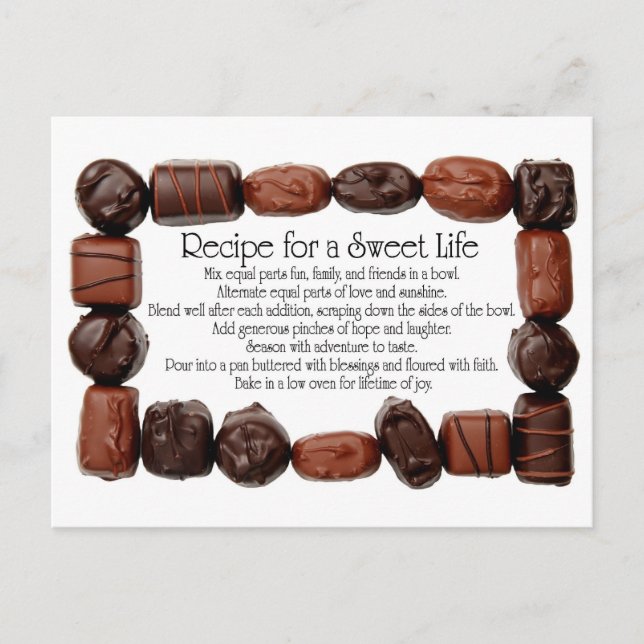 Postal Receta para un marco dulce de caramelo (Anverso)