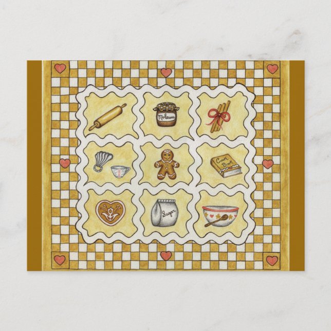 Postal Receta/postal de cocina de pan de jengibre (Anverso)