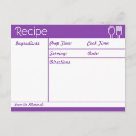 Postal Receta púrpura simple sin línea