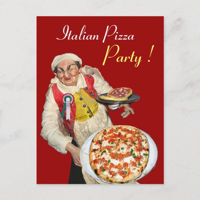 Postal Receta roja FIESTA de PIZZA ITALIANA (Anverso)