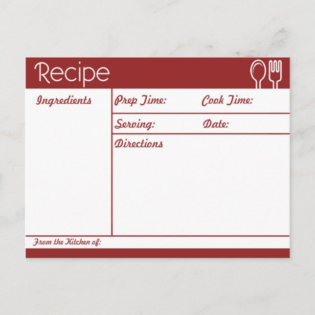 Postal Receta roja simple sin línea (Anverso)