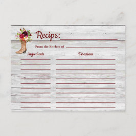 Postal Receta Rustic Marsala Boho Borgoña Insertar