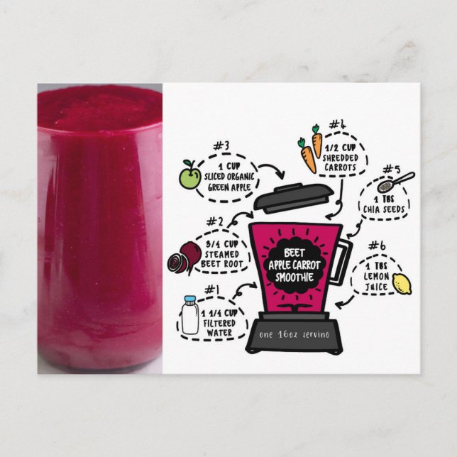 Postal Receta Smoothie de la zanja de la remolacha (Anverso)