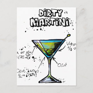 Postal Receta sucia de cóctel Martini