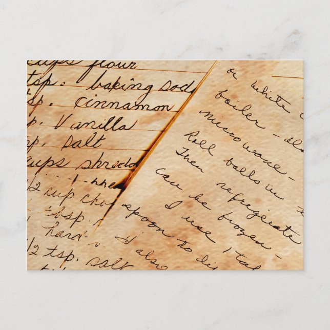 Postal recetas familiares antiguas (Anverso)