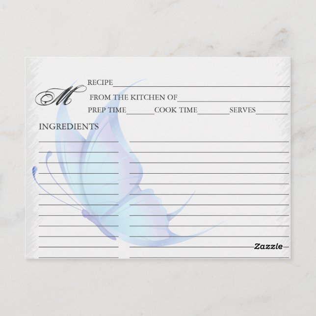 Postal Recetas simples de mariposa azul (Reverso)