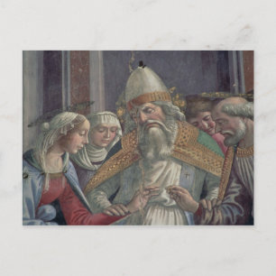 Postal Recibiendo el anillo, del matrimonio de los Virgi