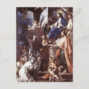 Postal Recibiendo el cartel de San Sepulcro