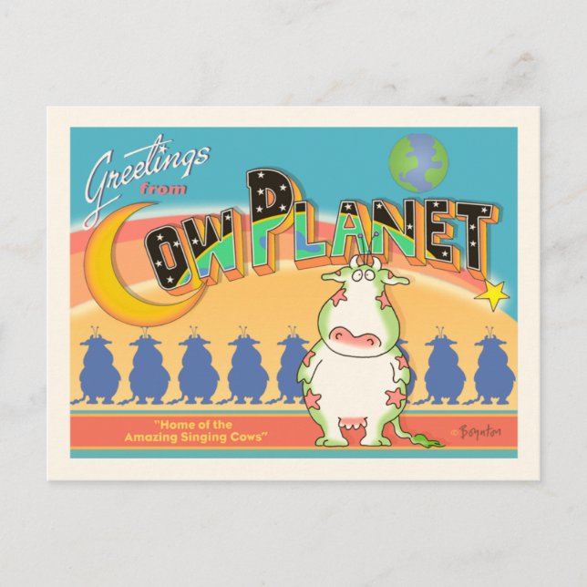 POSTAL RECIBIMIENTOS DE COW PLANET (Anverso)