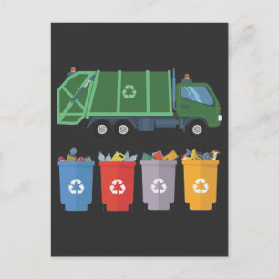 Postal Reciclaje de basura en camiones de niños