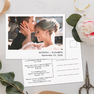 Postal Recién casados anuncio de foto de fuga moderna