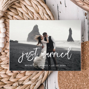 Postal Recién casados Foto de boda contemporánea moderna