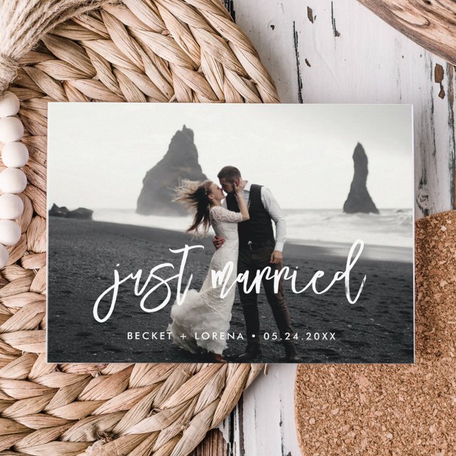 Postal Recién casados Foto de boda contemporánea moderna (Subido por el creador)