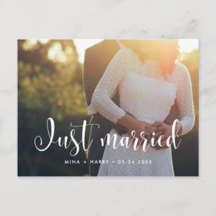 Postal Recién casados Foto de boda elegante