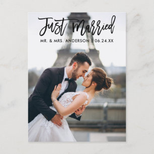 Postal Recién Casados Letra Moderna de Pincel Foto de Bod