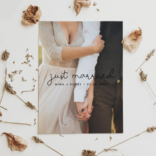 Postal Recién casados Letrero lindo de boda foto