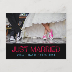 Postal Recién casados Retro luces de neón de los 80 bodas