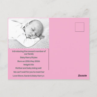 Postal recién nacido niño anuncio de nacimiento azul mora