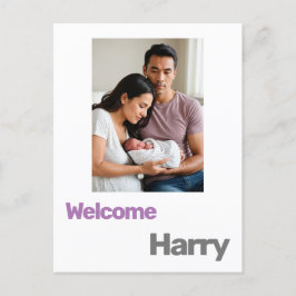 Postal recién nacido niño chica anuncio de nacimiento mor