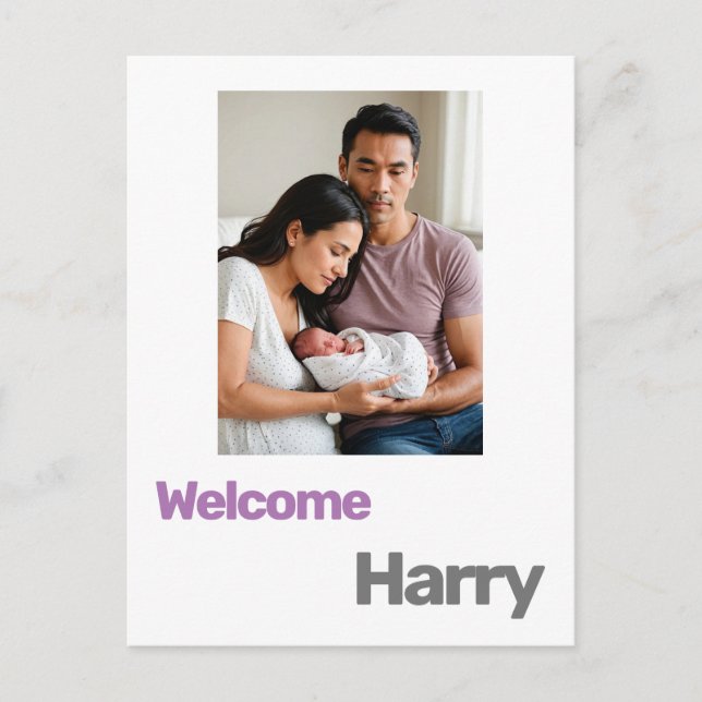 Postal recién nacido niño chica anuncio de nacimiento mor (Anverso)