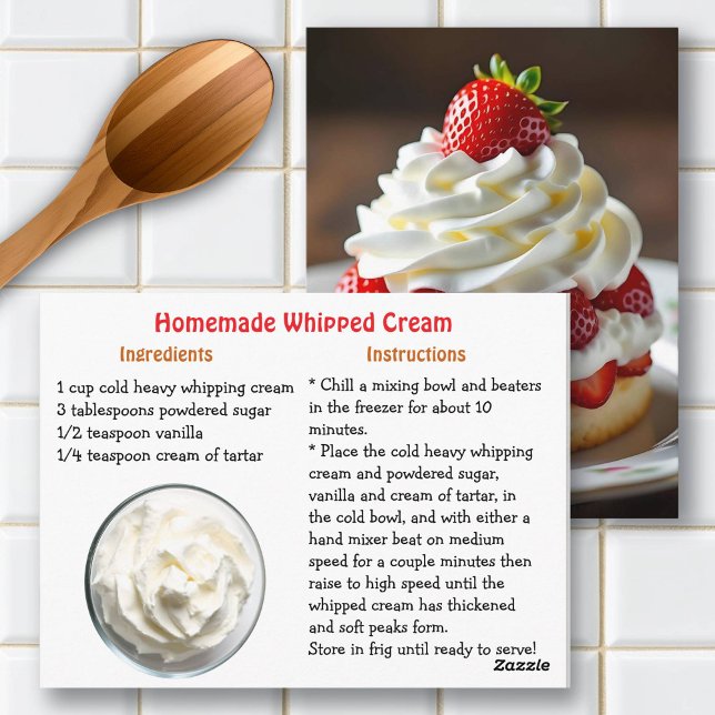 Postal Recipe Card for Homemade Whipped Cream (Subido por el creador)