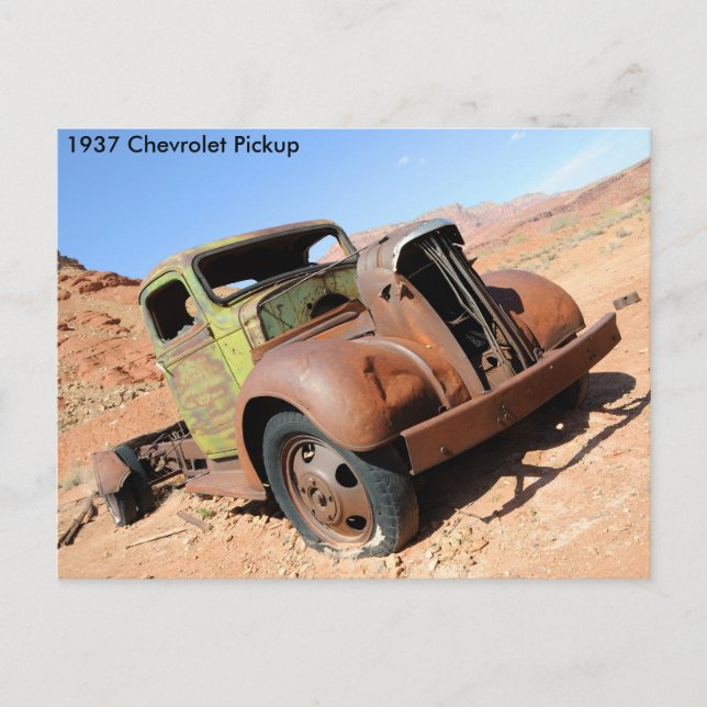 Postal Recogida de Chevy en 1937 en el desierto de Arizon (Anverso)