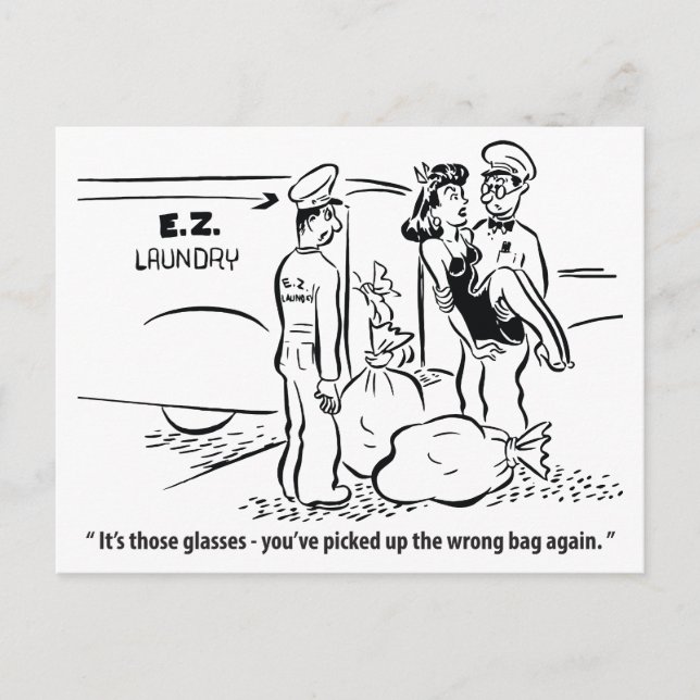 Postal Recogió una bolsa equivocada, Chiste de lavandería (Anverso)