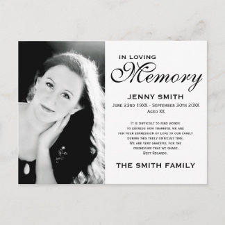 Postal Reconocimiento a la familia Memorial en Blanco y N
