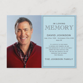 Postal Reconocimiento a la familia Pastel Blue Memorial