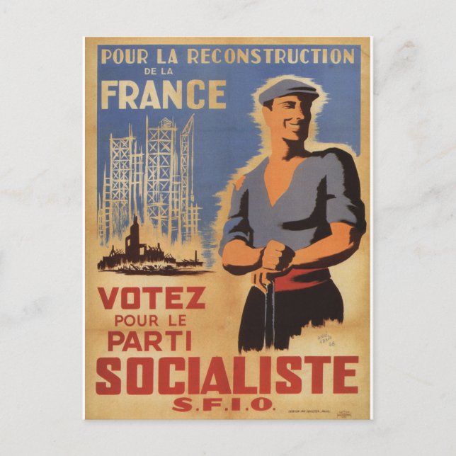 Postal Reconstrucción del Poster de propaganda de Francia (Anverso)