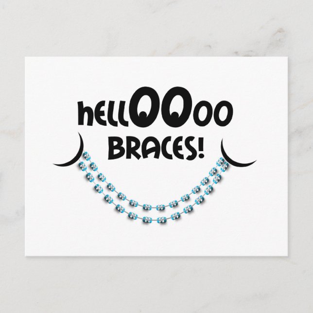 Postal Recordatorio cita ortodoncia Hola Braces Blue (Anverso)