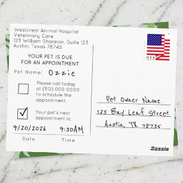 Postal Recordatorio de cita de Aloha Pet