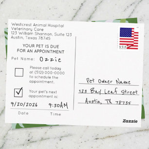 Postal Recordatorio de cita de Aloha Pet