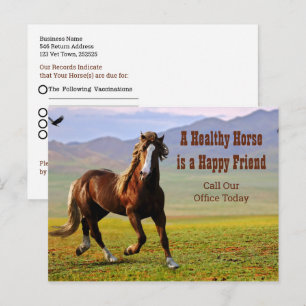 Postal Recordatorio de cita para caballo para el veterina