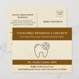 Postal Recordatorio de cita para revisión dental rutinari