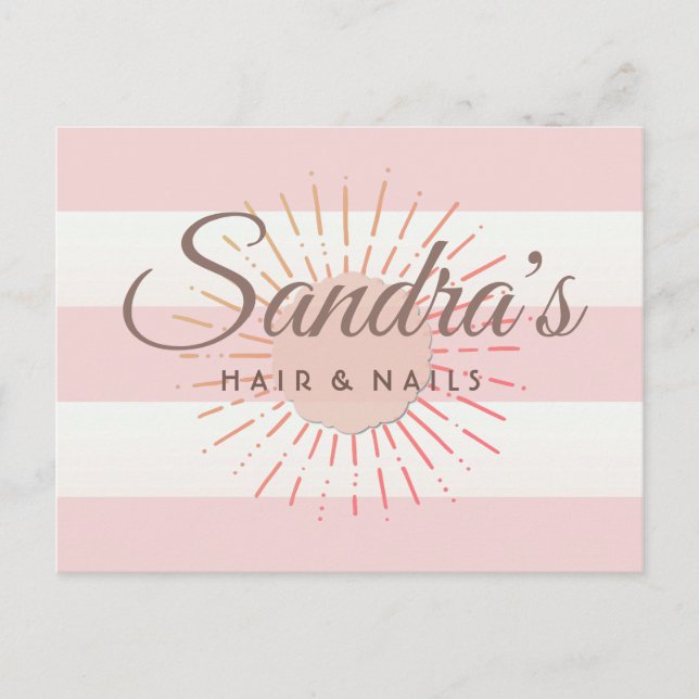 Postal Recordatorio de cita rayado de Cabana rosa Retro (Anverso)