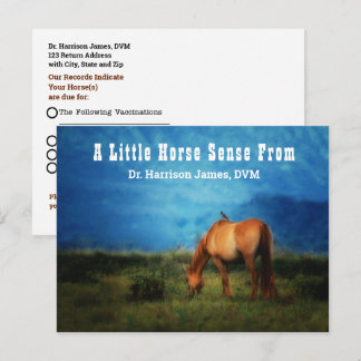 Postal Recordatorio de cita veterinaria de caballo en un