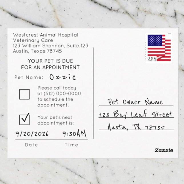 Postal Recordatorio de citas veterinarias (Subido por el creador)
