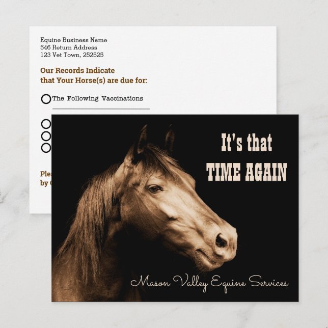 Postal Recordatorio de nombramiento de caballos con Tono  (Anverso / Reverso)