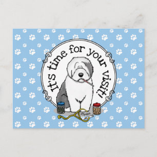 Postal Recordatorio de perro pastor en inglés antiguo de